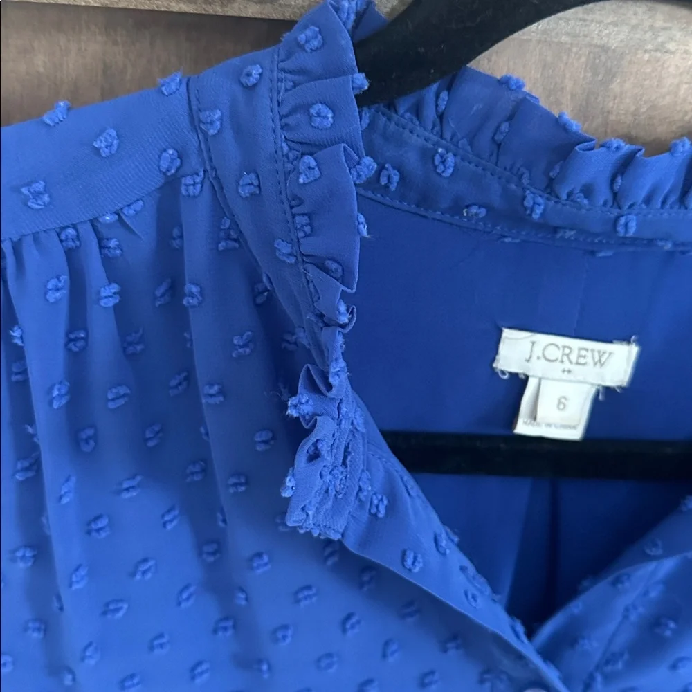 J. Crew Royal Blue Swiss Dot Sleeveless Blouse